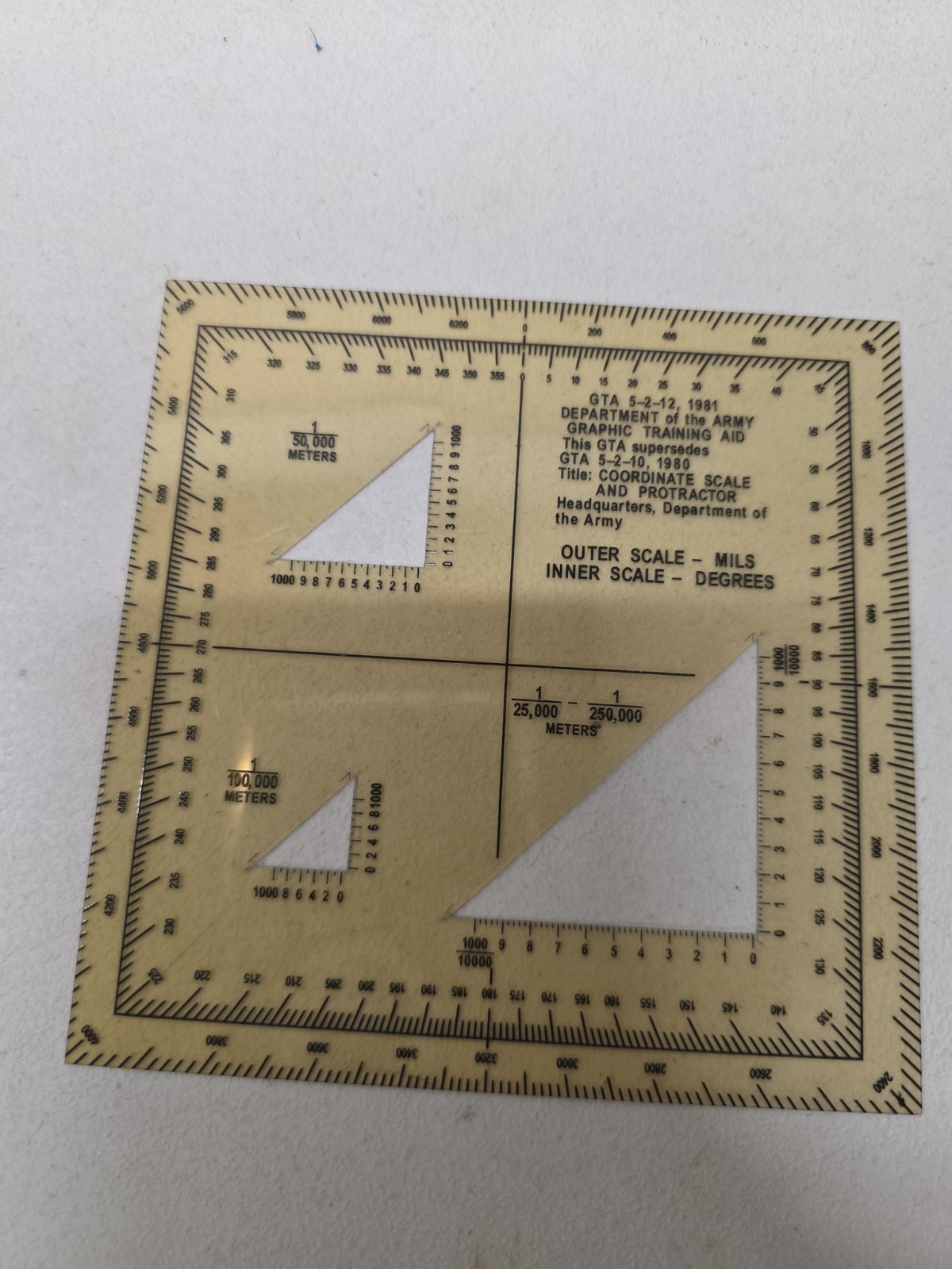 Army Coordinate Scale & Protractor GTA 5-2-12 1981 Map Reading Land Navigation