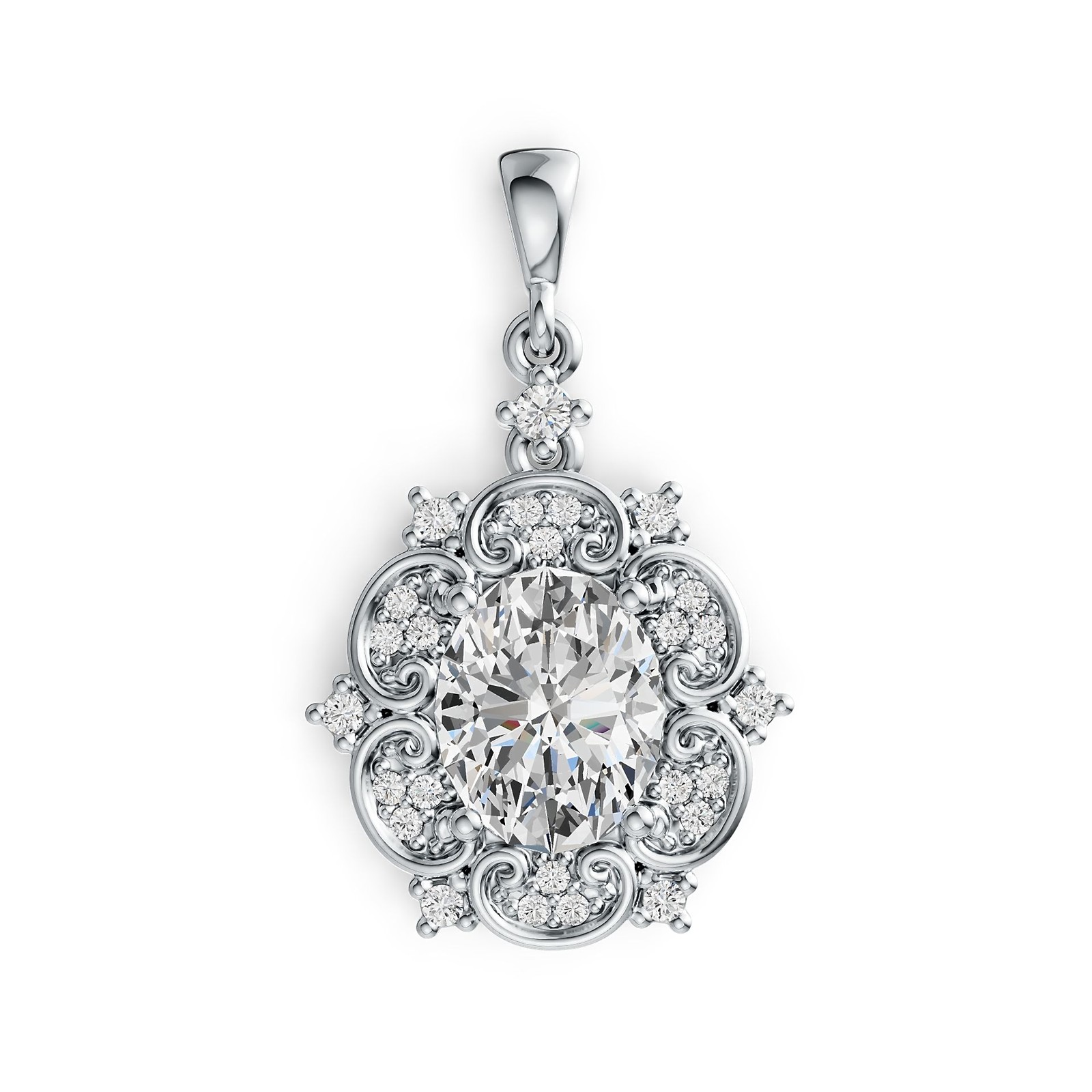 Sterling Silver Semi Mount Pendant Setting Oval OV 10X8mm Vintage-Inspired