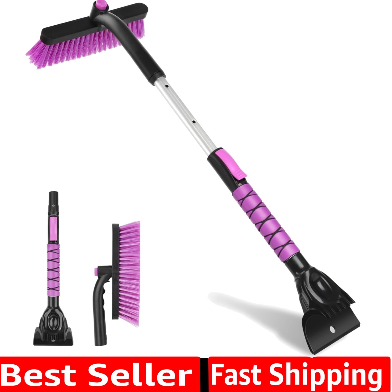 Ice Scraper with Snow Brush Detachable for Car Windshield 33 Inch, 2 In 1 Ext...