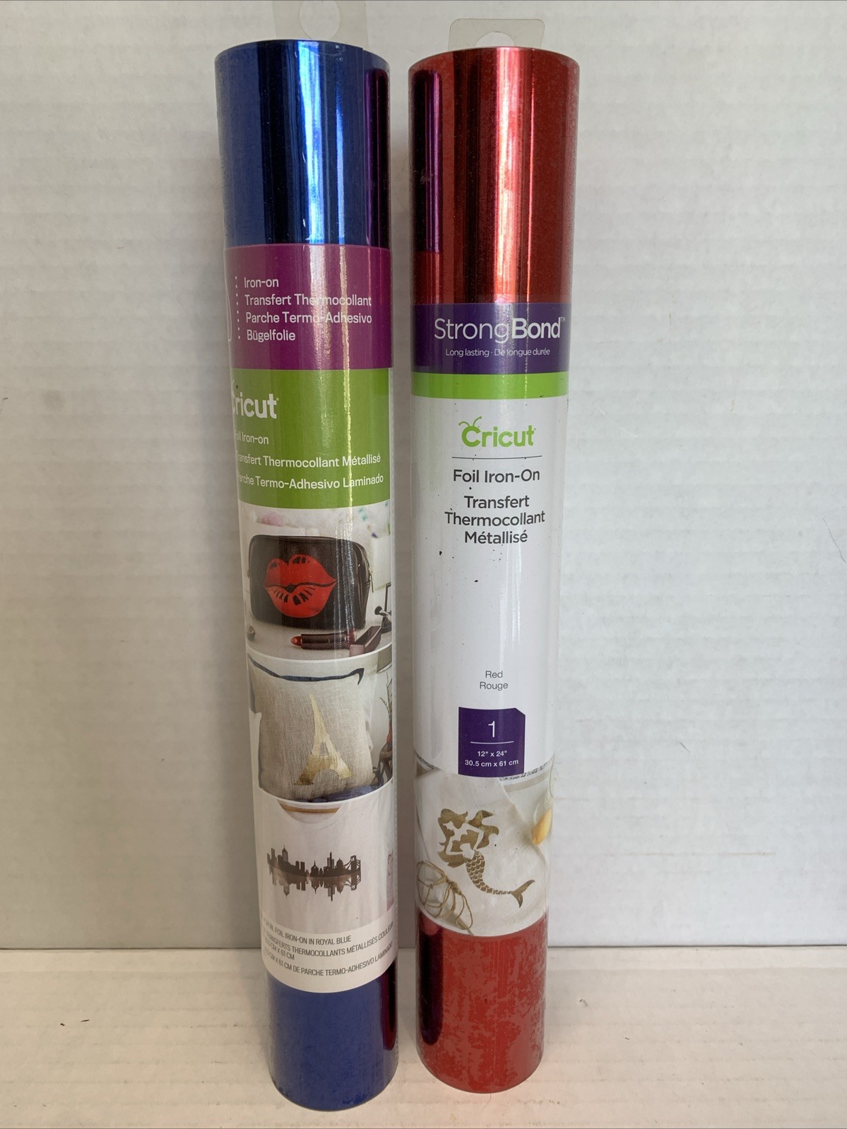 New Bundle Of 2 Cricut Foil  Iron On Project Royal Blue/ Red Rouge Strong Bond