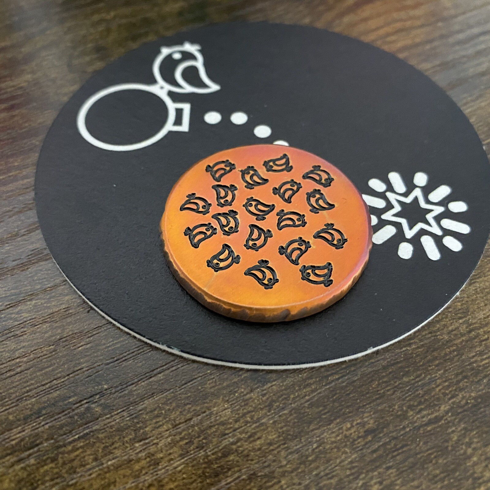 HERD OF BIRDS!  1.5” Hand Made Custom Copper Golf Ball Marker! (gloss black)