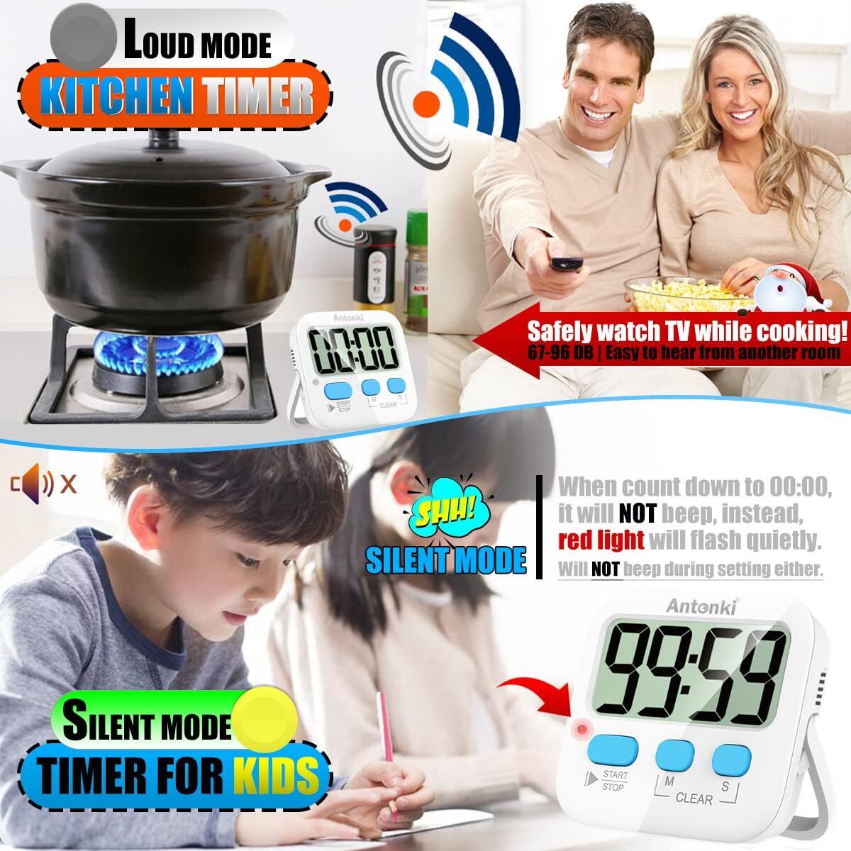 Temporizador, Temporizador Para Ninos, Temporizador De Cocina, Paquete De 2 T...