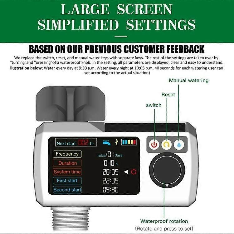 YUGE Solar Automatic Watering Timer Garden Smart Irrigation Controller
