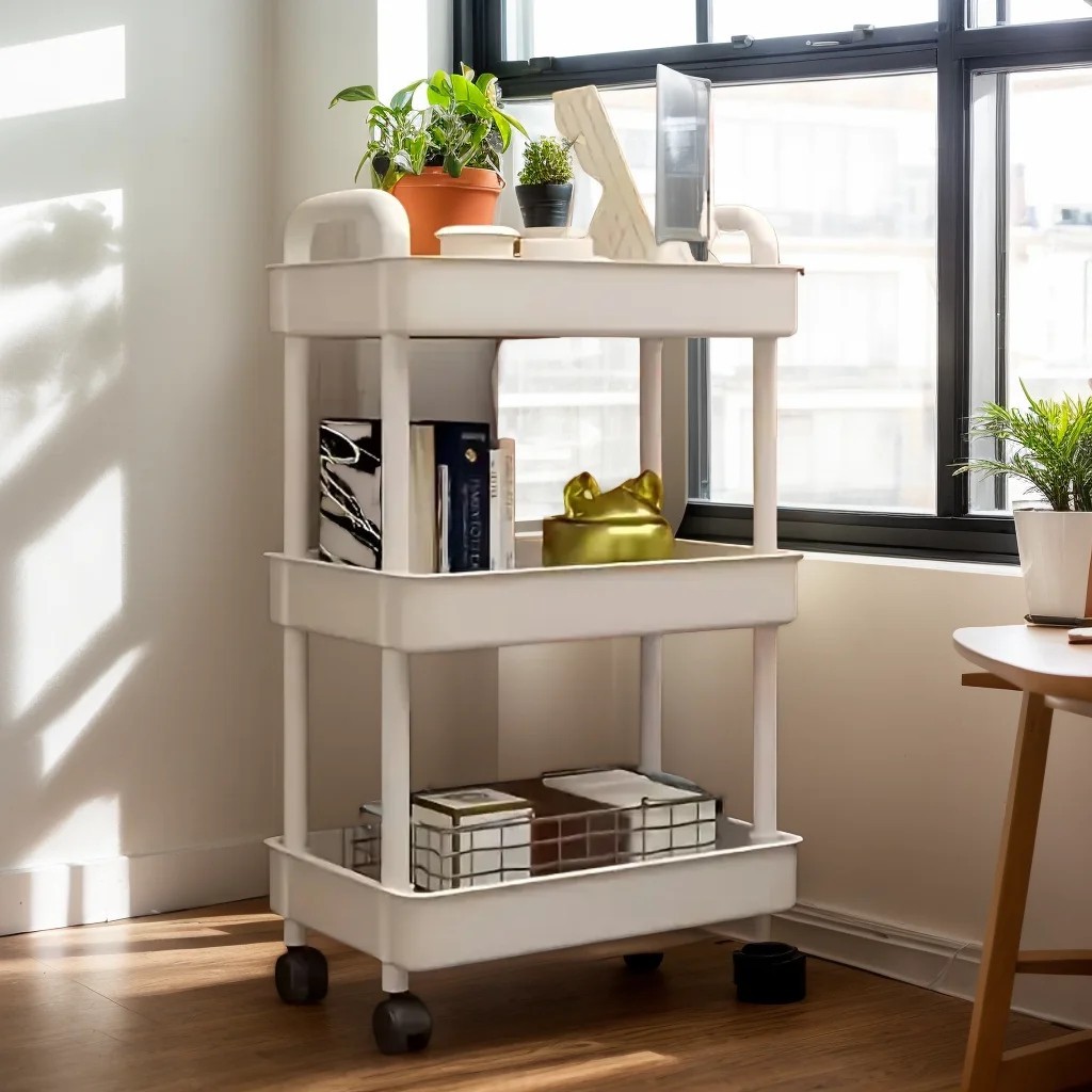 3-Tier Rolling Utility Cart Lightweight Storage Organizer Easy Assemble Trolley