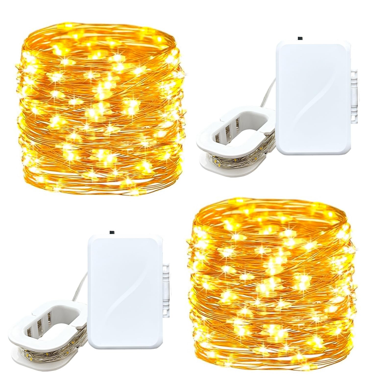 2 Pack 16FT 50 LEDs Copper Wire Starry Fairy Lights, Fairy Lights Battery Ope...