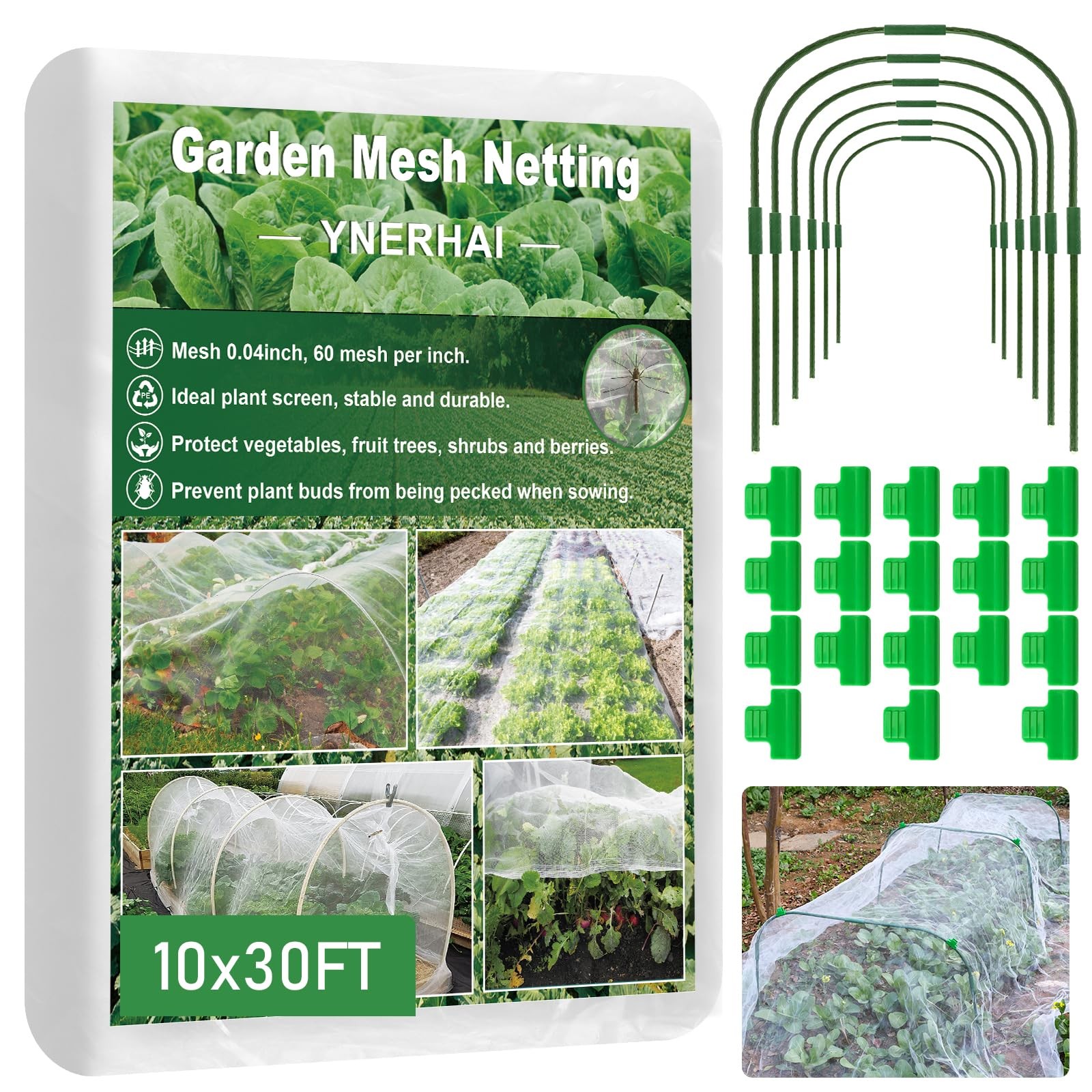 Garden Mesh Netting Kit, 10 * 30FT Ultra Fine Plant 10X30FT, Kit