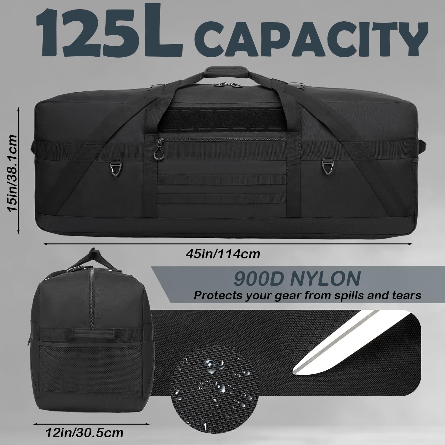 45" Extra Large Duffle Bag, Heavy Duty Duffle Bag with Multiple Pockets | Per...