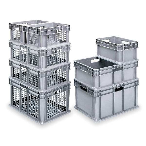 Akro-Mils 37208Grey Straight Wall Stackable Storage Container, 6.7 Gal, 15-3/4