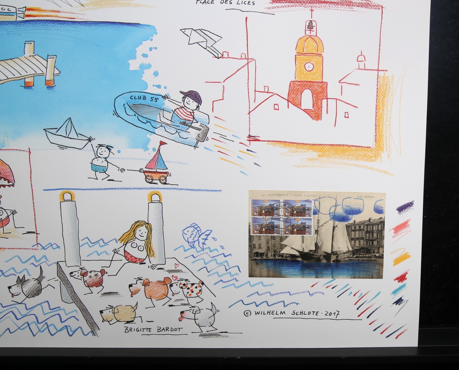 Schlote, Wilhelm - St. Tropez - original design drawing - signed UNIQUE