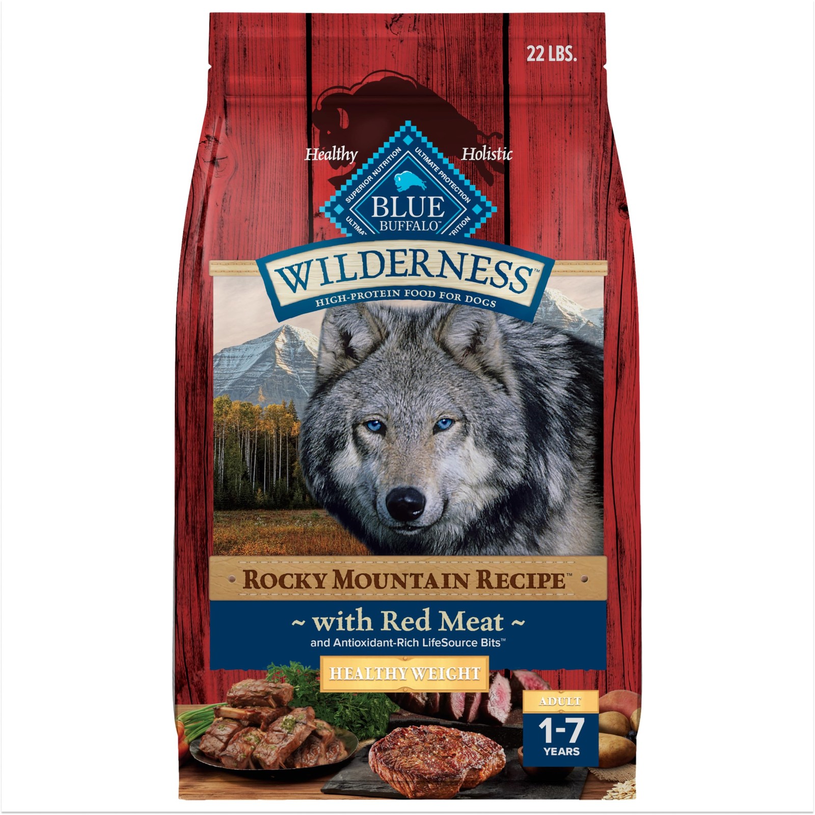 Blue Buffalo Wilderness Rocky Mountain Recipe High-Protein Healthy Weight Adult