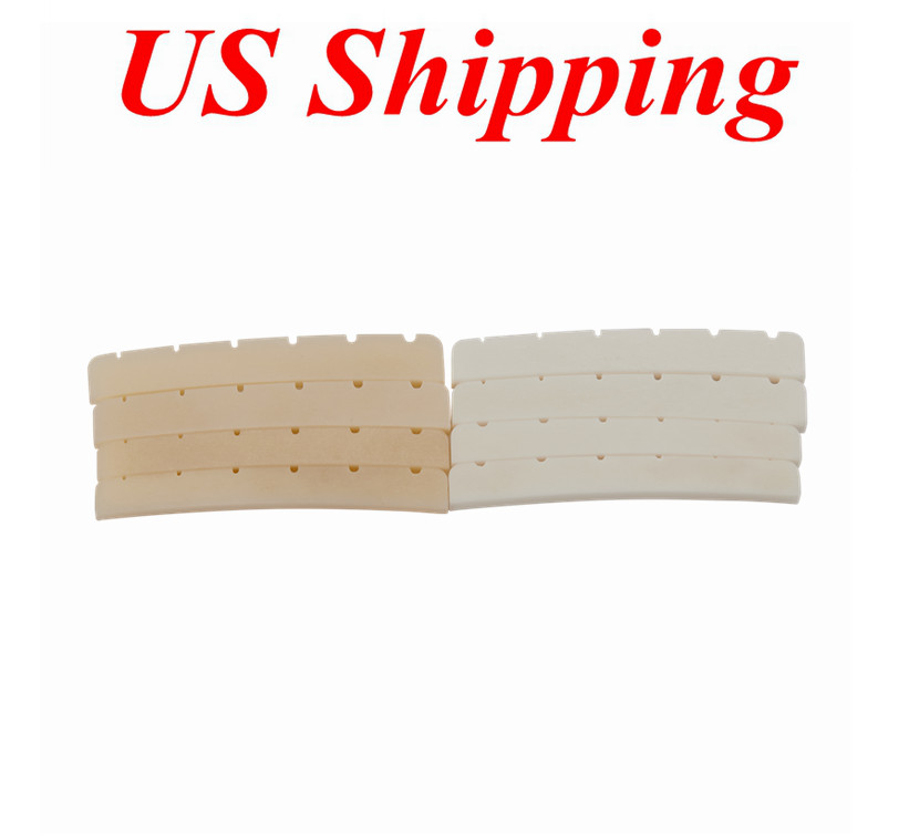2x Curved Base 7.25"/9.5"/10" Radius Bone Nut White/Unbleached Slotted Bone Nuts
