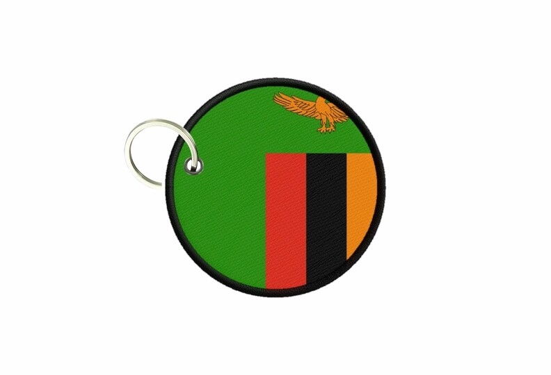 Zambia Flag Keychain Round Badge