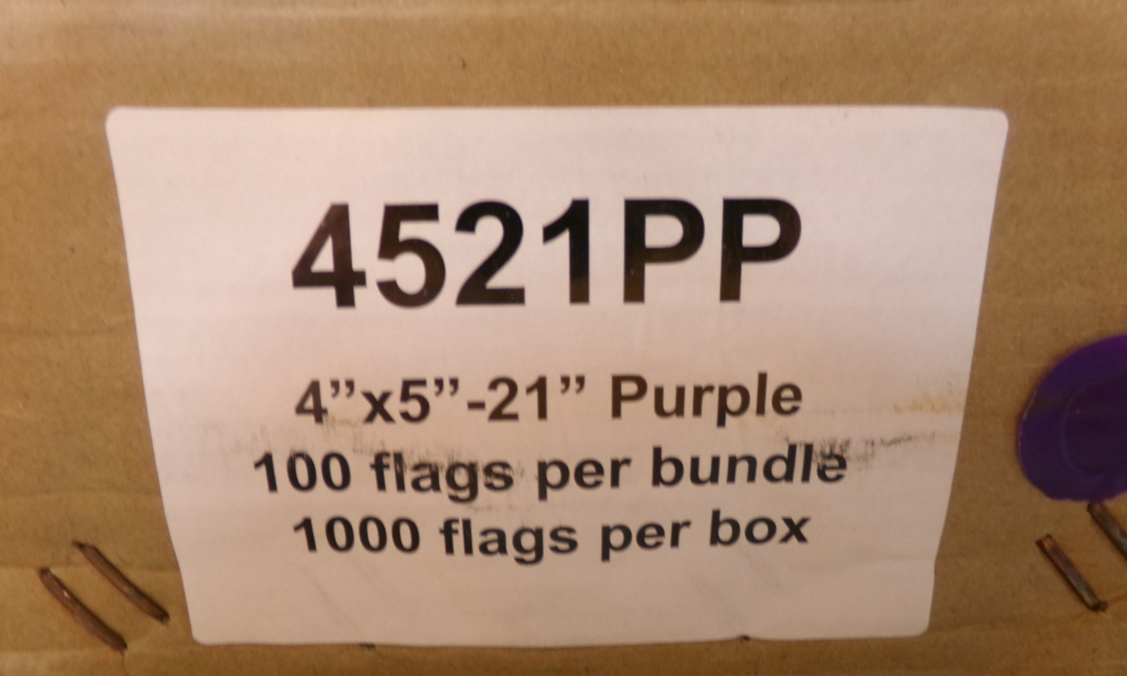 Presco 4521PP - Purple 4x5 Flag and 21" Wire Staff Marking Flags (1000 Count) S6