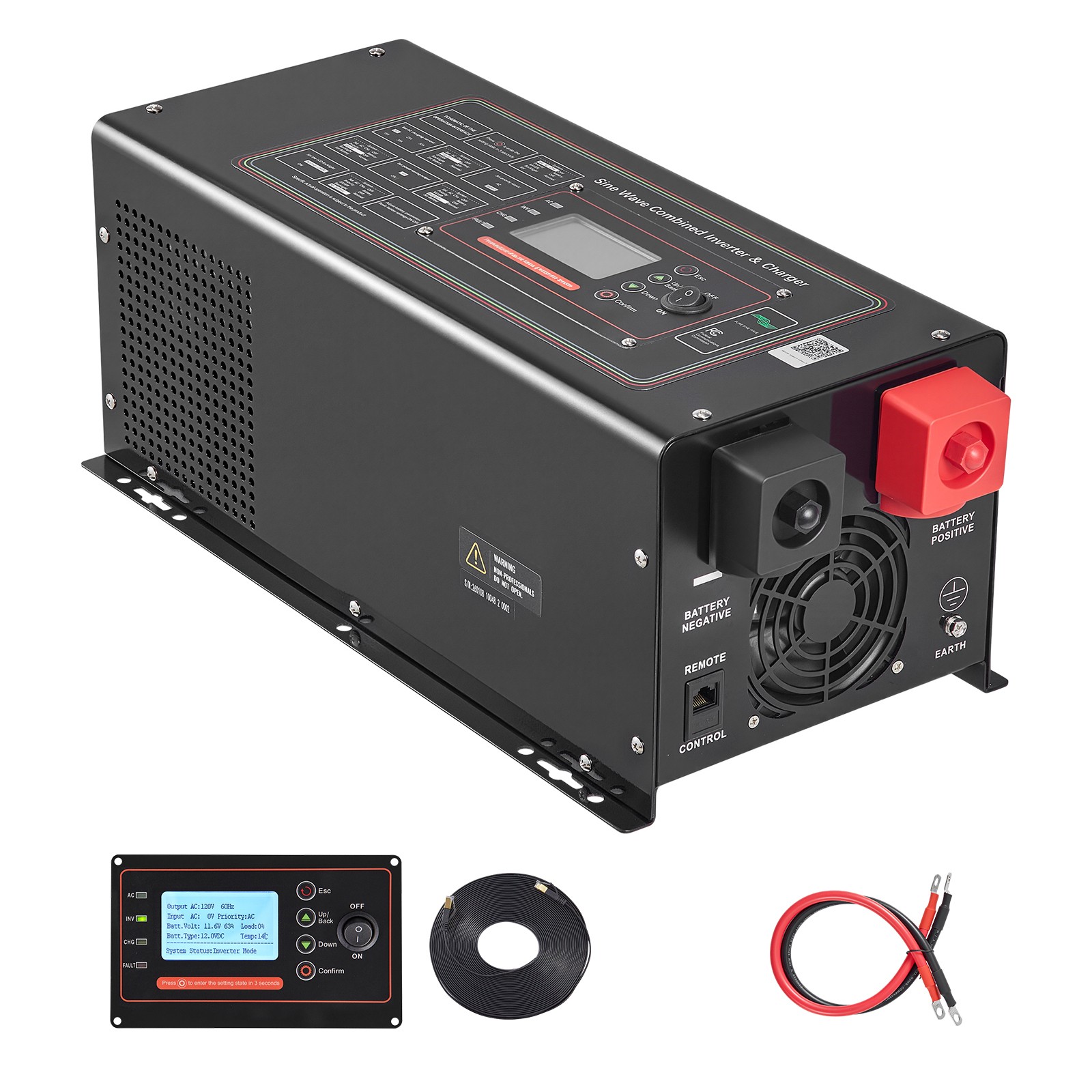 Uimoso Pure Sine Wave Inverter Charger 2000W DC 12V to AC 120V with LCD Display