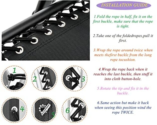 Azatemgo Universal Replacement Cords for Zero Gravity Chairs - 4 Pack Black