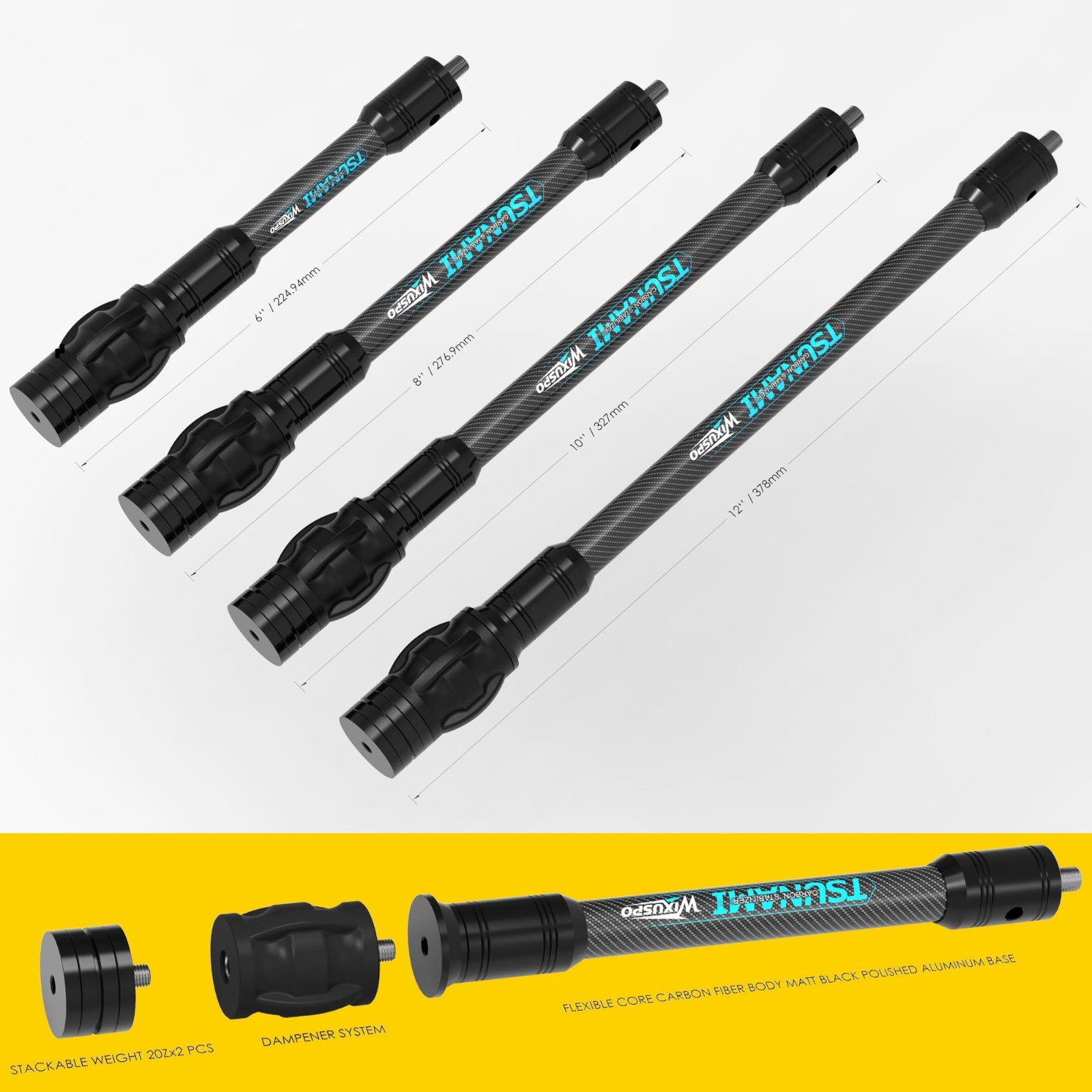 Universal Archery Bow Stabilizer with Shock Absorber & Noise Reduction - Detacha