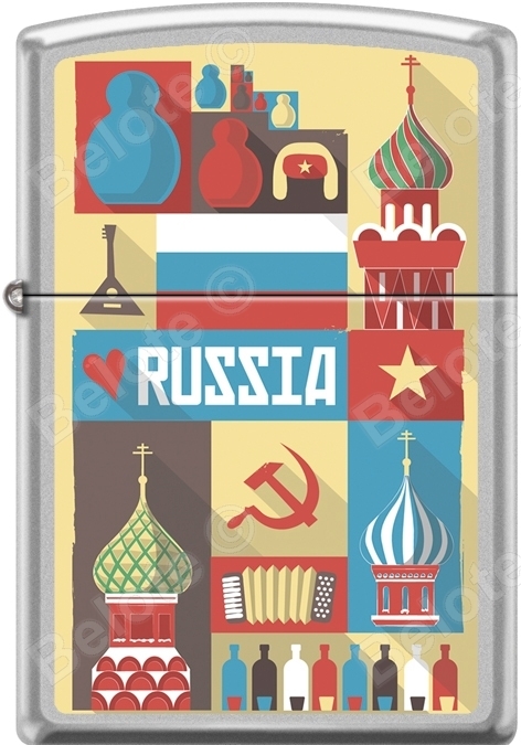 Zippo USSR Soviet Russian Collage Moscow St Basil's Cathedral Satin Chrome L@@K