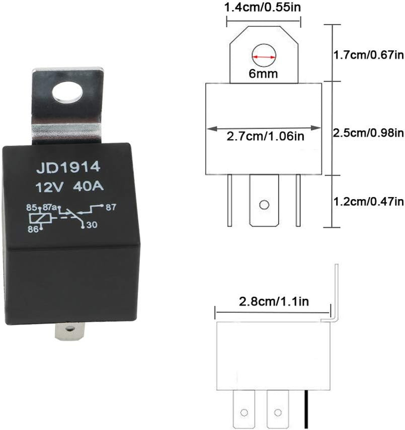 2 Pieces 5 Pin Car Relay, 12V 40A SPDT Automotive Relay with Harness Socket and