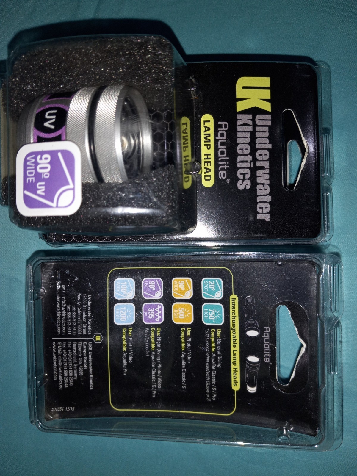 Underwater Kinetics 90 degree UV (blacklight) lamp head for Classic, S, or Pro