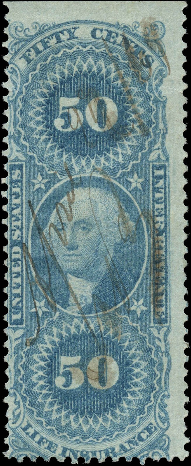 USA Used VG-F 50c Scott #R58b 1862-71 Part Perf Life Insurance Revenue Stamp