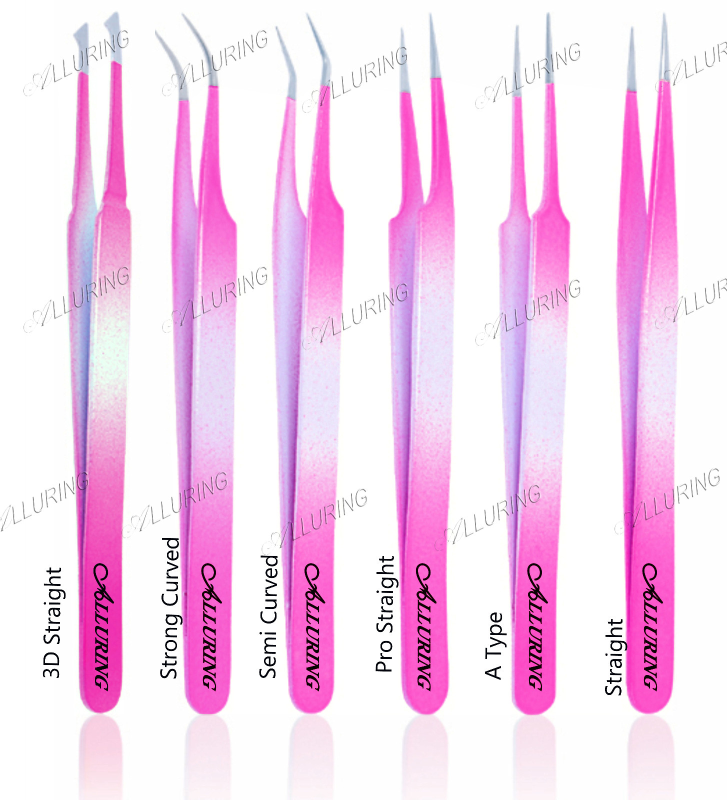 Alluring Ombre Bright Pink & Light Blue Tweezers Eyelash Extensions