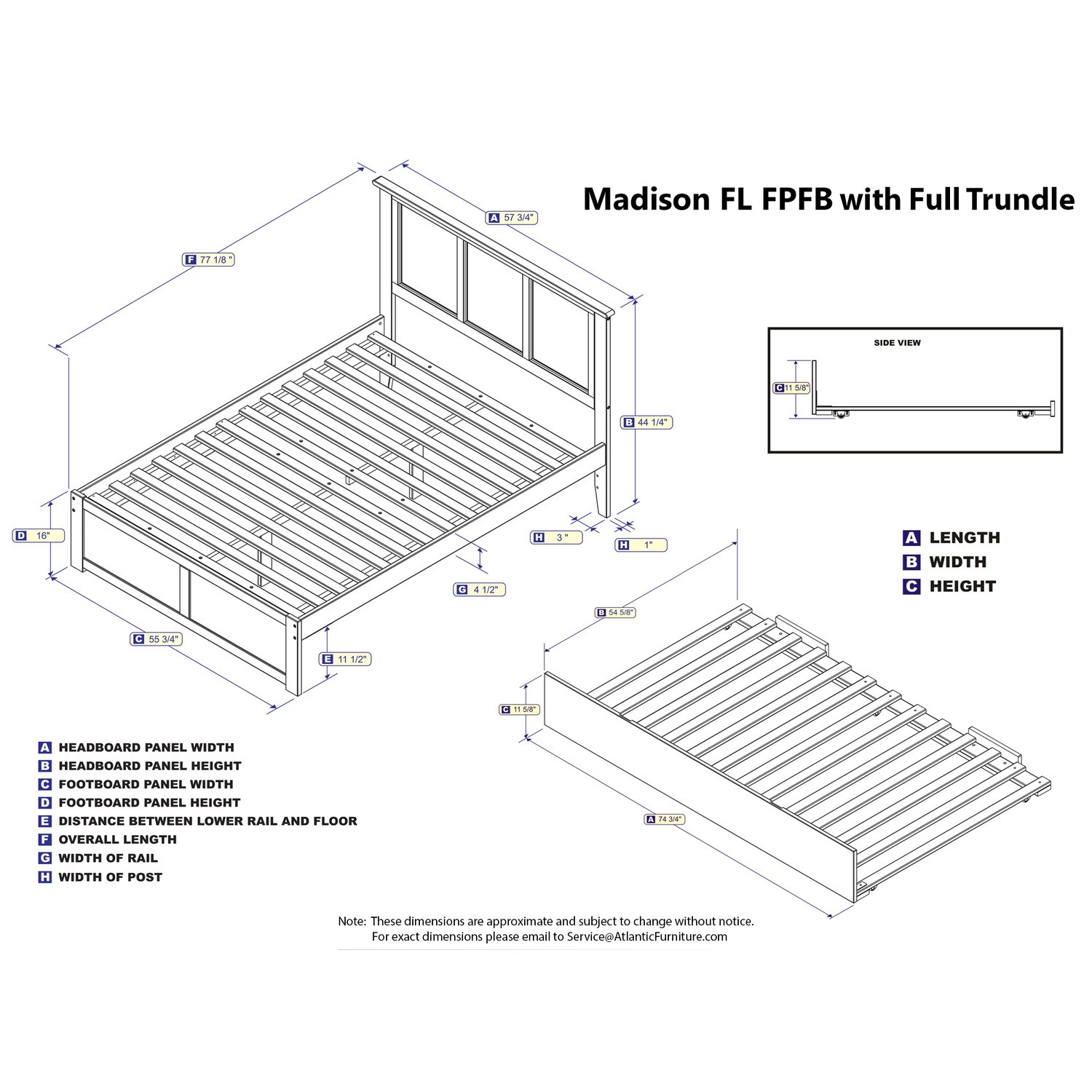 AFI Madison Full Platform Bed with Flat Panel Footboard and Turbo Charger with F