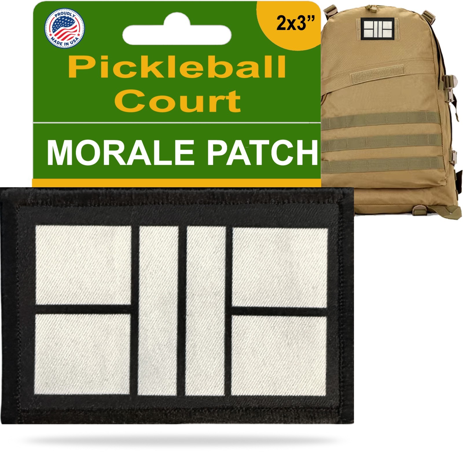 Pickleball Court Morale Patch | 2x3 hook and loop tactical patch