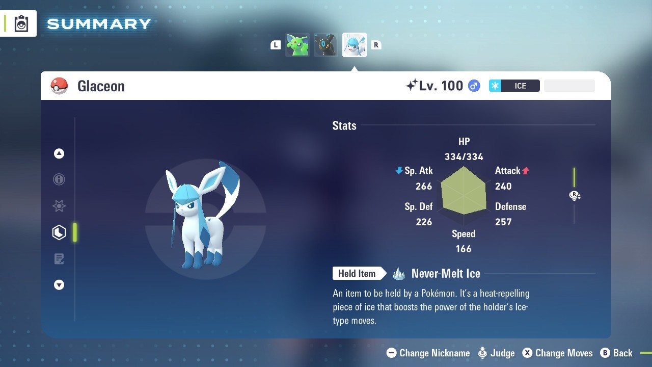Pokémon Legends: Z-A Shiny Glaceon 6iv ✨Max EV✨ALPHA