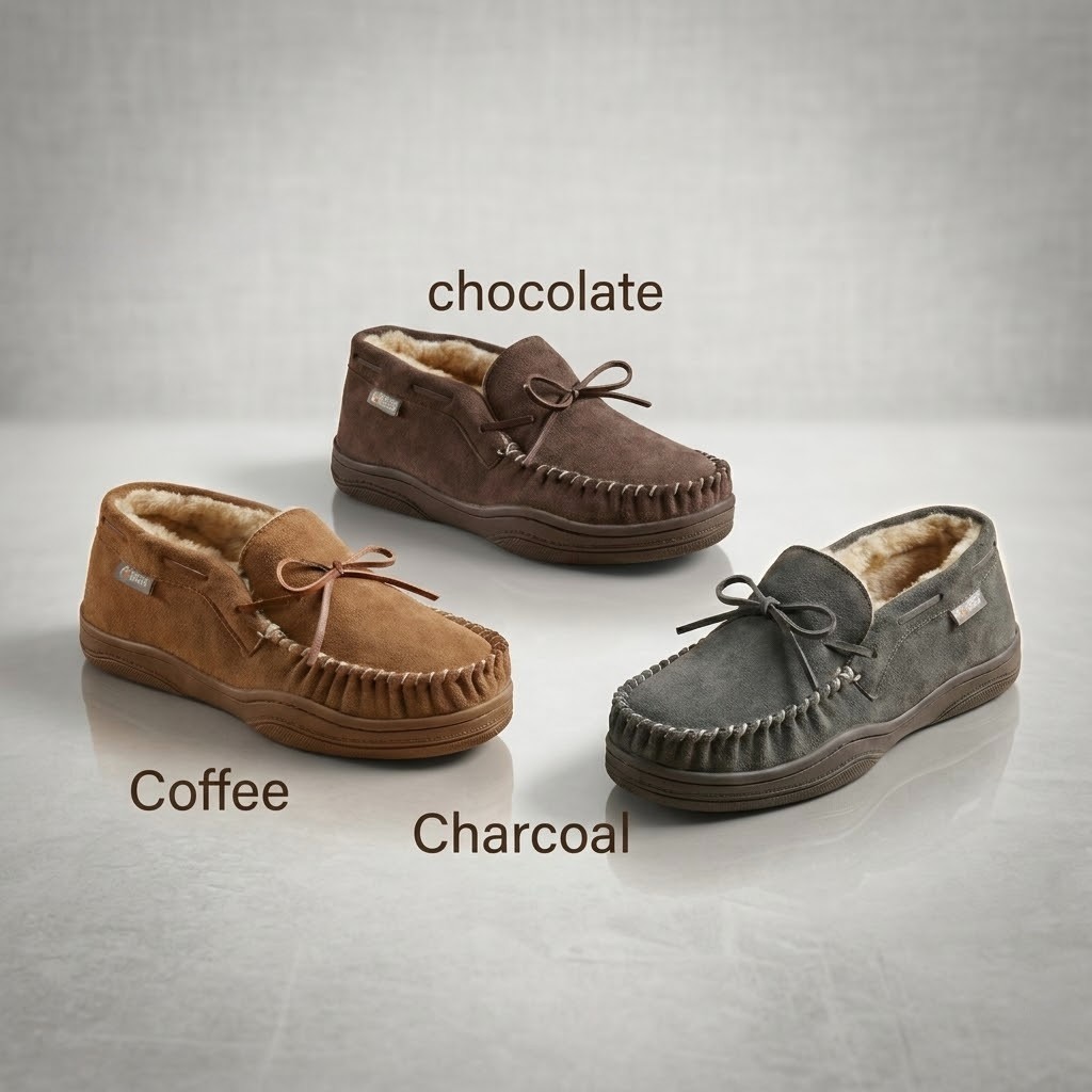 Men’s Suede Chukka Moccasin Slippers – Indoor Outdoor Bedroom House Slippers