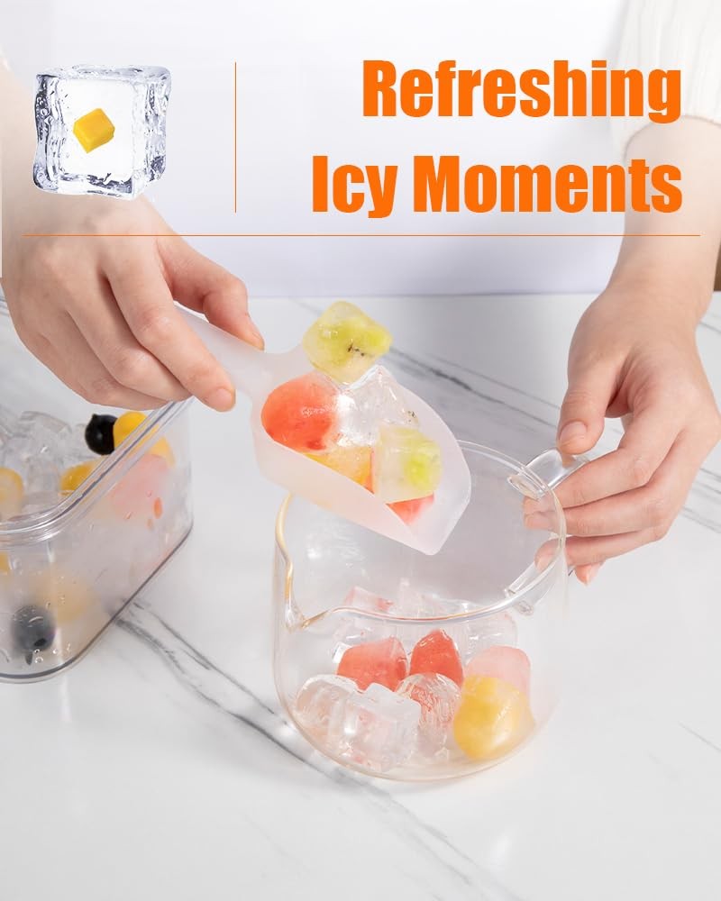 Ice Cube Tray with Lid&Bin, Ice Cube Mold with 56 Cubes, Stackable Ice Trays ...