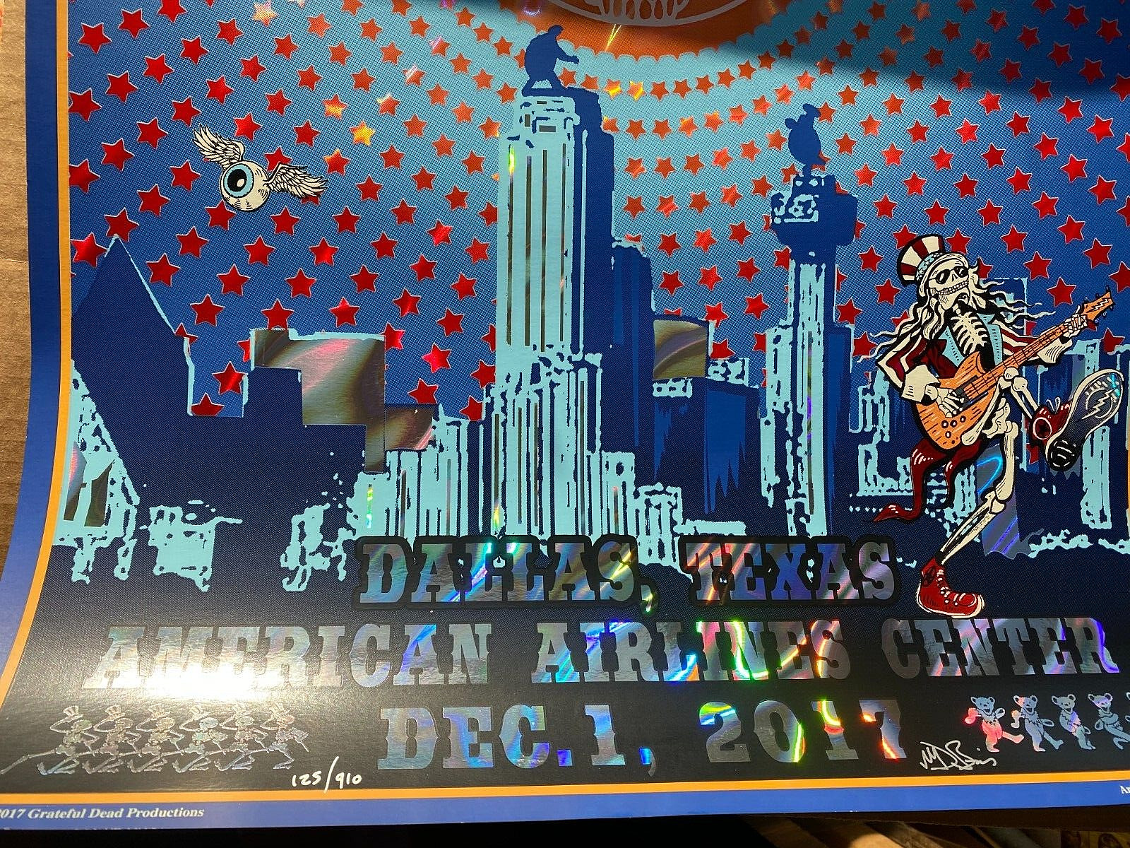 OFFICIAL Dead & Company Dallas TX 2017 RAINBOW FOIL Show Poster SIGNED S/N #/910