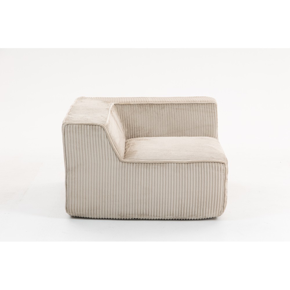 Beige 3-Seat Sectional Sofa w/ All-Foam Deep Seating, Modern Couch