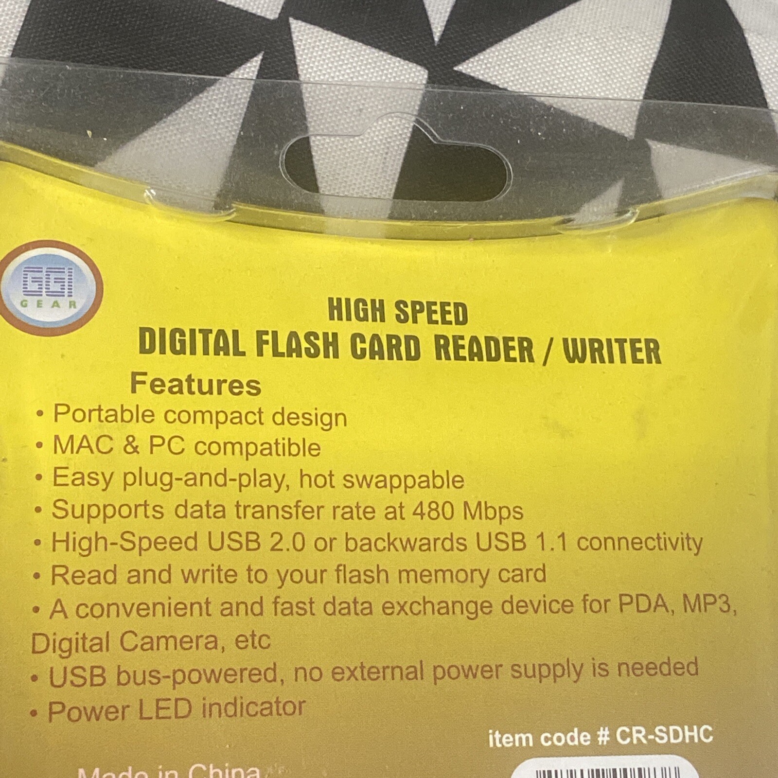 GGI Gear - Digital Camera Compact Flash Card Reader/Writer - USB 2.0 In Package