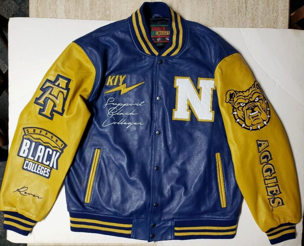 BN Beautiful KIY SUPPORT BLACK COLLEGES N AGGIES  Leather Jacket 2XL