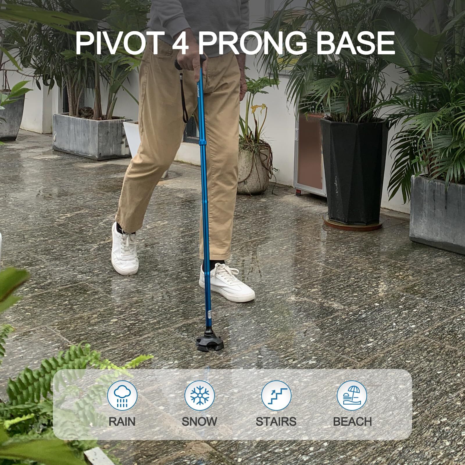 Walking Cane for Men & Women - Foldable Adjustable Lightweight Self Standing ...