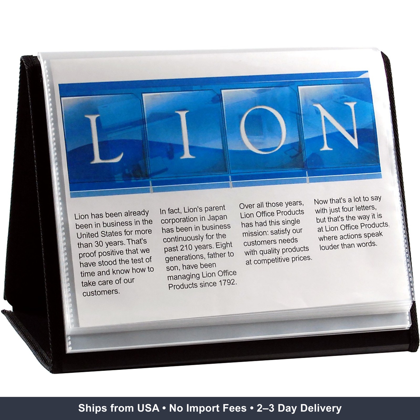 Lion Flip-N-Tell Display Book-N-Easel, Letter, 20 Double Sided Pocket, Horizonta