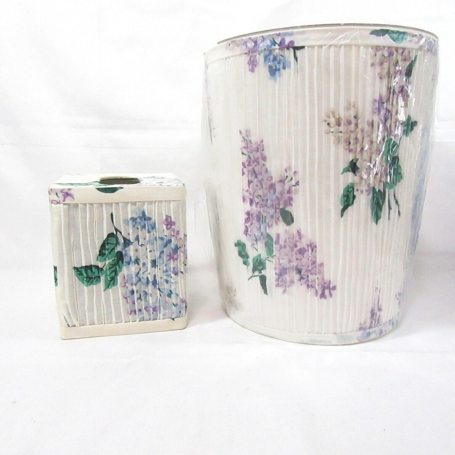 Cannon Lilac Bouquet Floral Waste Basket and Tissue Box Cover