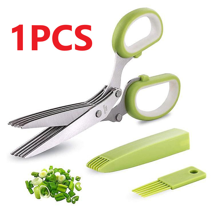Herb Scissors Set with 5 Blades and Cover - Multipurpose Kitchen Chopping Shear