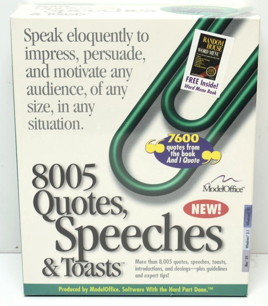 8005 Quotes, Speeches & Toasts Model Office PC, Mac, Windows, 1997 CD-ROM