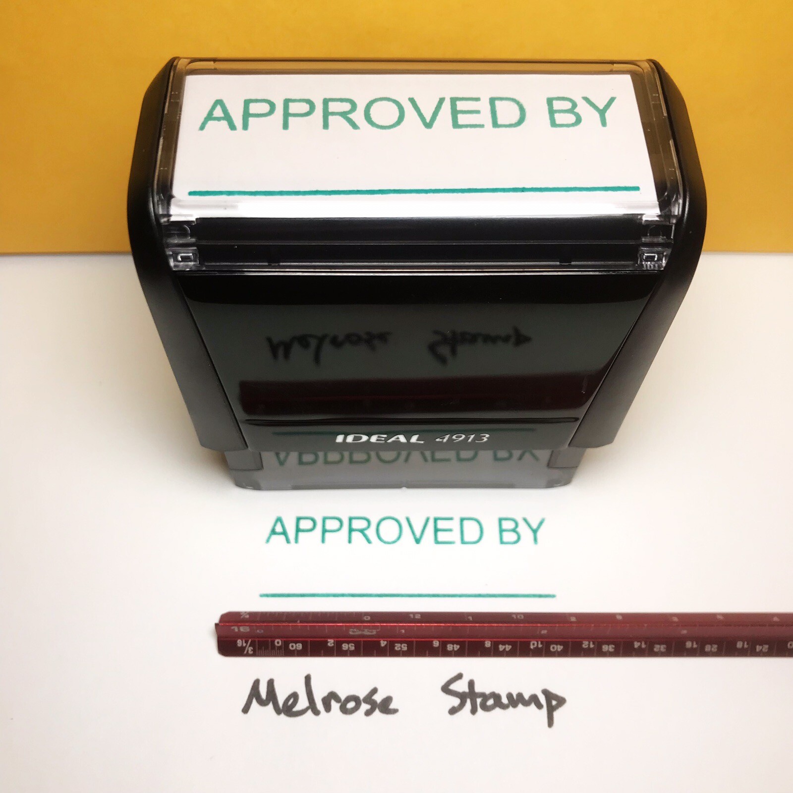 Approved By Rubber Stamp Green Ink Self Inking Ideal 4913