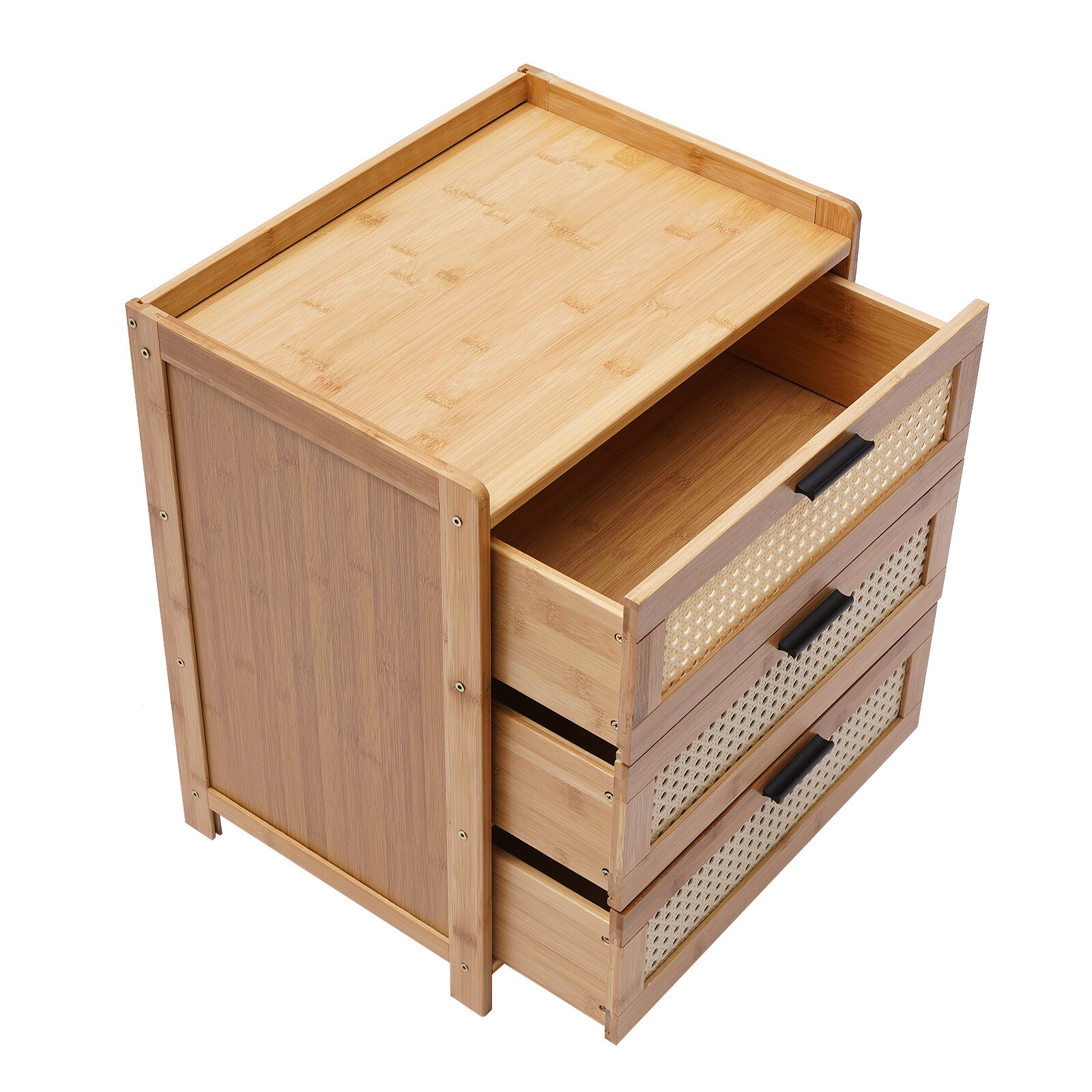 Bedroom Bedside Table Nightstand End Side Bamboo Organizer 3-Drawer Storage