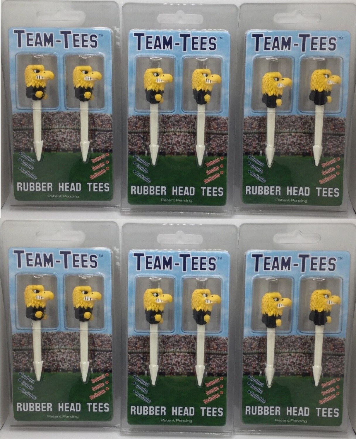 University of Iowa Hawkeyes Mascot Rubber Head Golf Tees, 12 Total Golf Tees ⛳