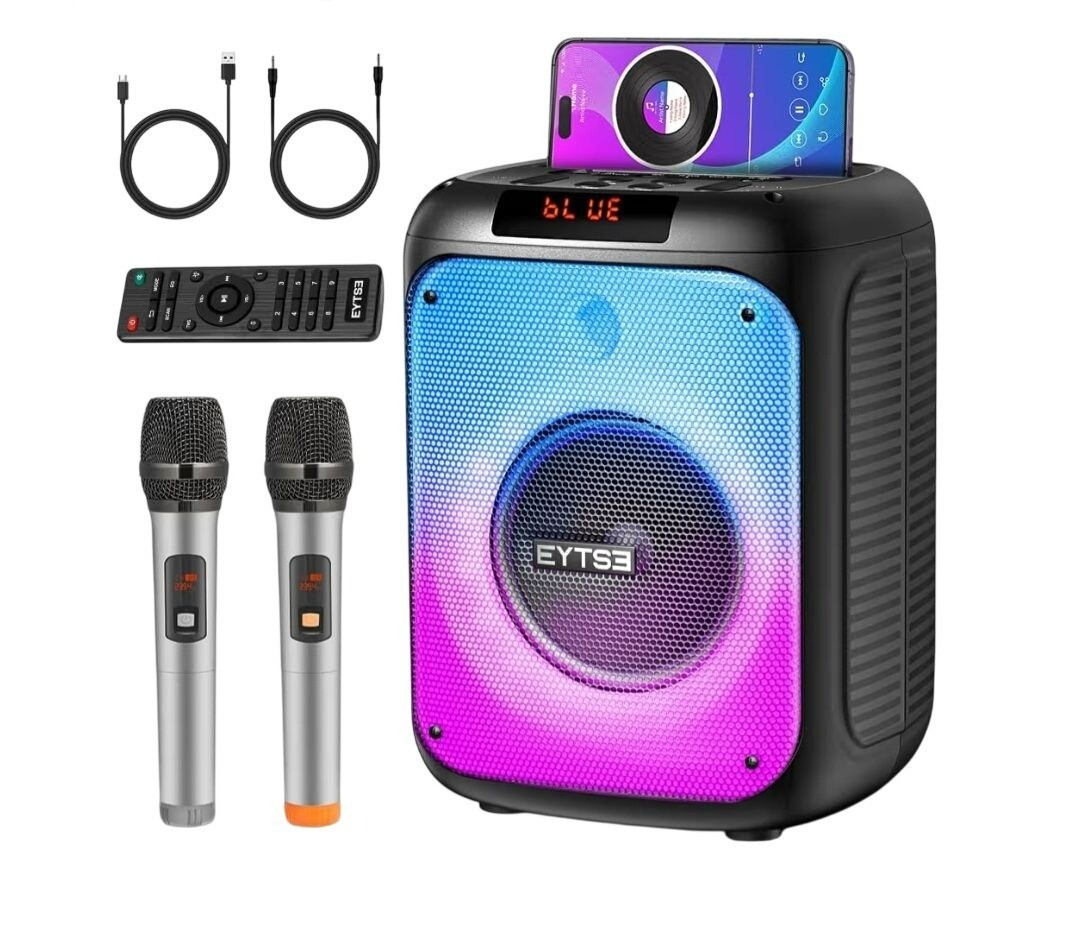 EYTSE TK30 Karaoke Machine with 2 Wireless Microphones 120W Bluetooth Speaker