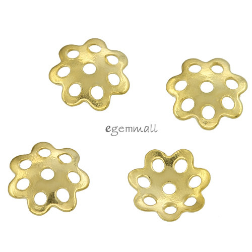 20x 18kt Gold Over Sterling Silver Flower Bead Caps 6mm #51743