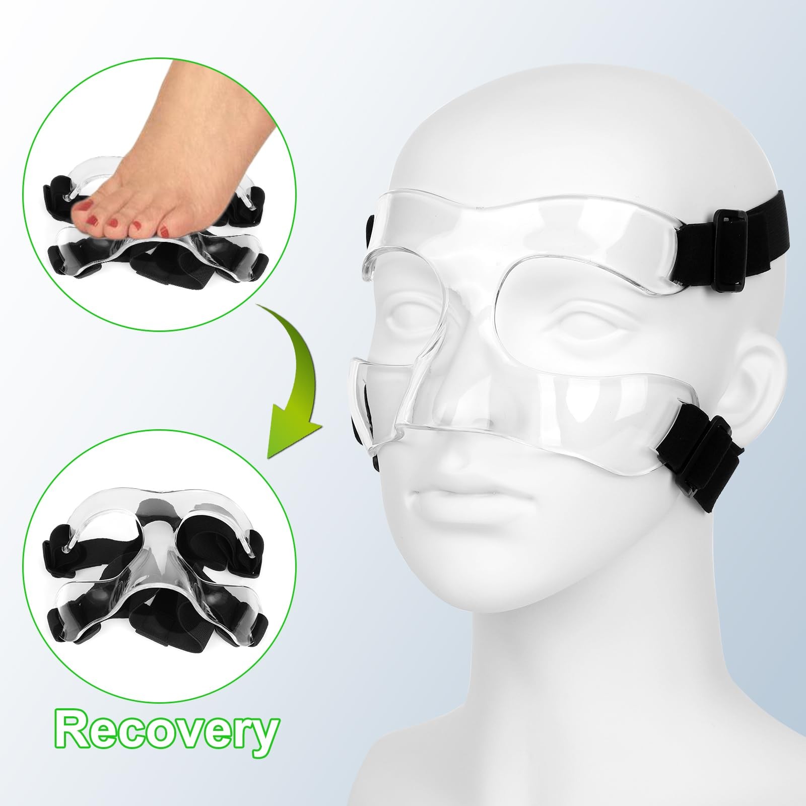 Nose Guard, Adjustable Face Shield Broken Nose Clear Face Cover Protective No...