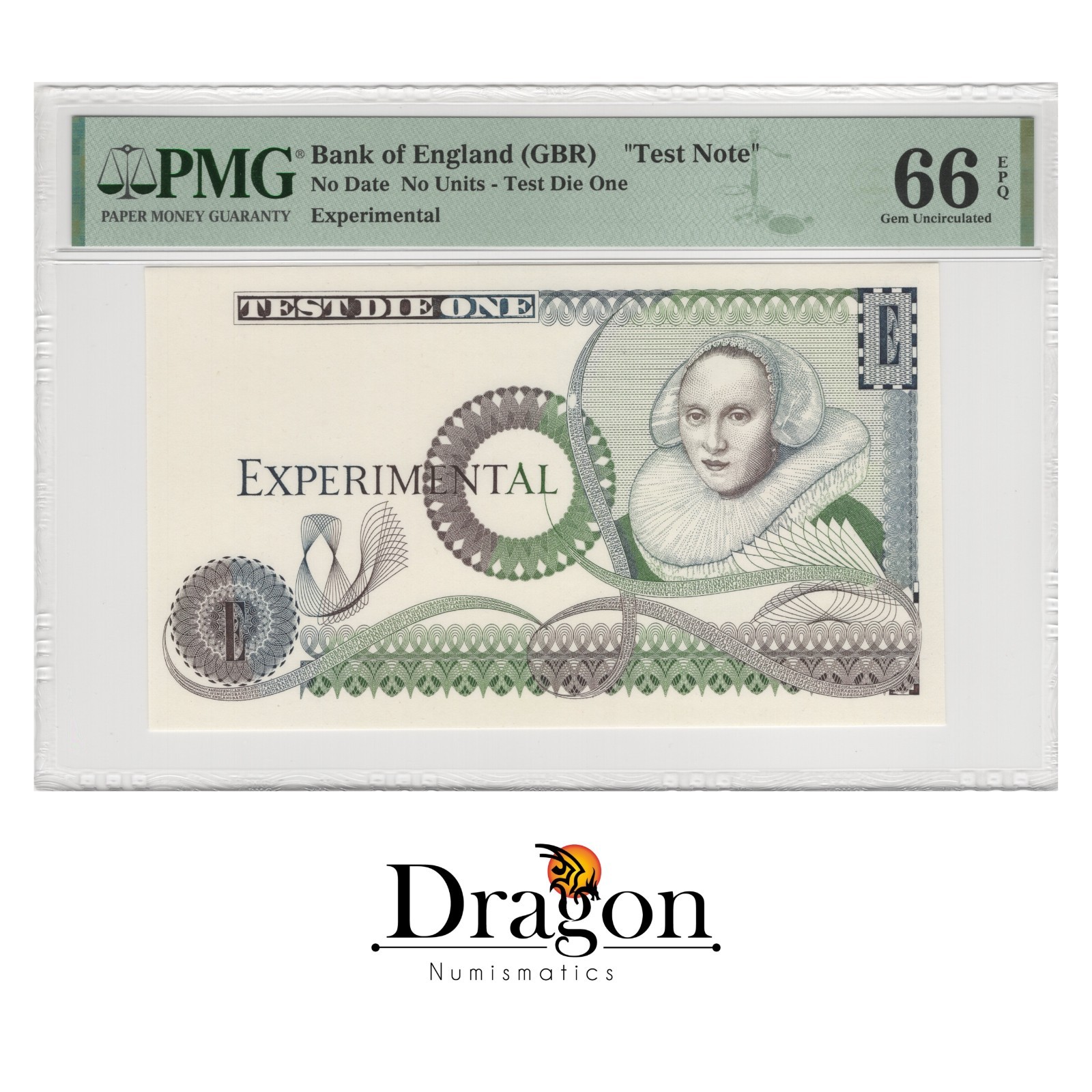 Bank of England Test Note Test Die One Experimental PMG 66 Gem UNC EPQ GBR Rare