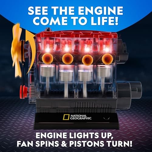 National Geographic 4-Cylinder Engine Building Kit – 175+ Piece Working Model