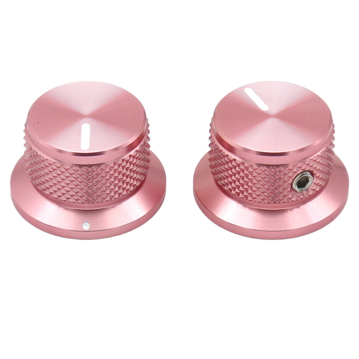 2x Aluminum Alloy Guitar Knobs 6.35mm Potentiometer Cap 1/4" Bell Knobs Pink