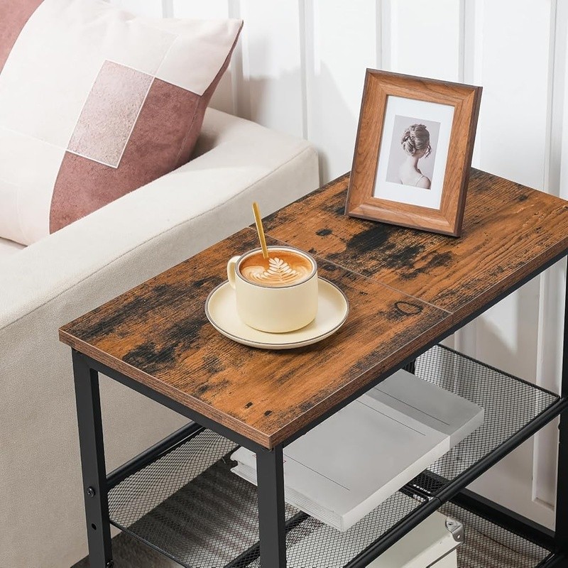 Stylish End Table Adjustable Mesh Shelf Multifunctional Side Table Small Spaces