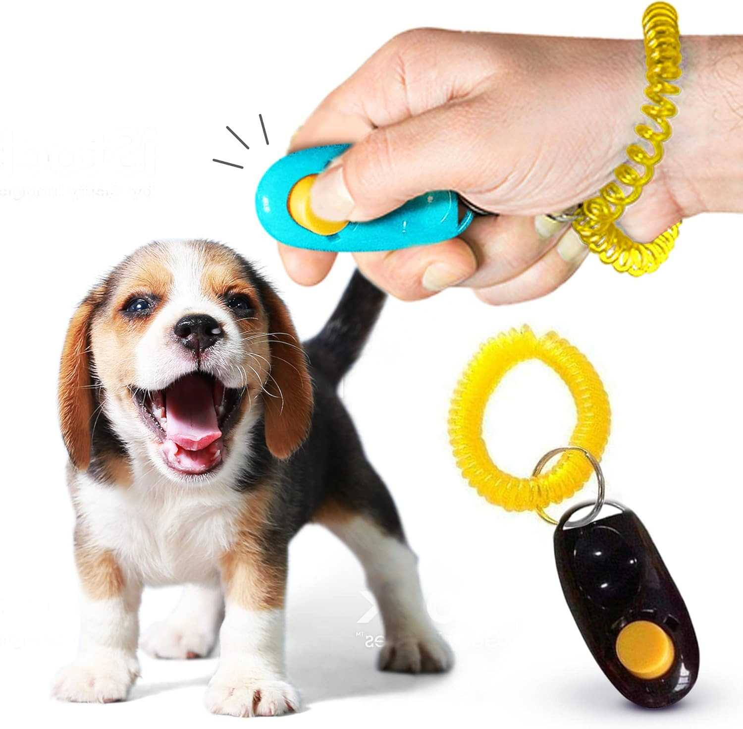 2 Pack Dog Clicker for Training with Wrist Bands 2 Inches Multicolor Pet Cat D